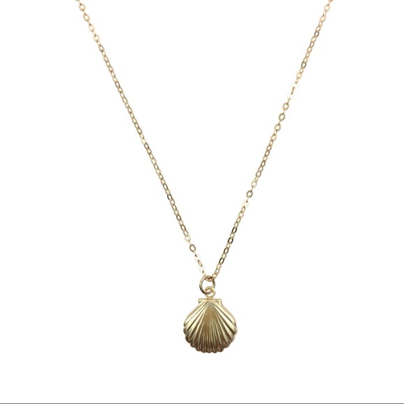 14k Yellow Gold Filled Tiny Dainty Sea Shell Charm Delicate Layering Necklace - Picture 2 of 8
